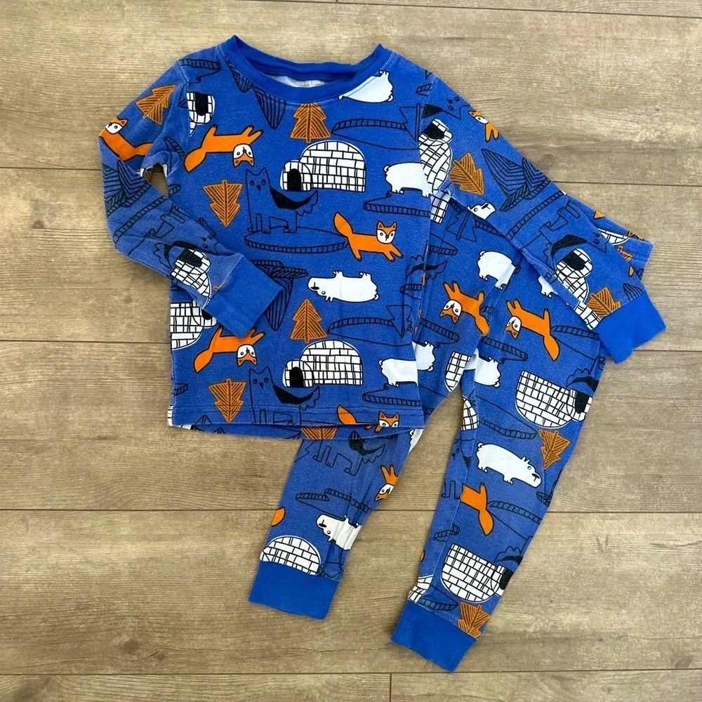 Carter’s 3T Toddler Boy Soft Pajamas Set Animal Print Igloo Fall Winter